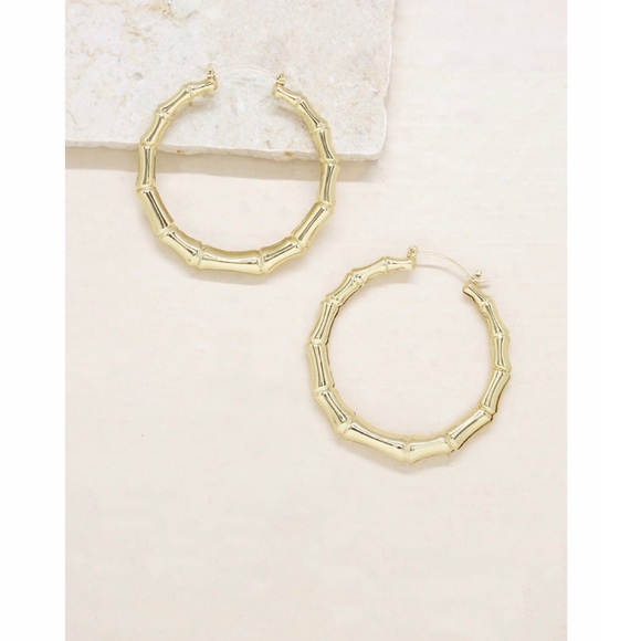 ettika Jewelry - Bamboo 18kt Gold Plated Hoop Earrings